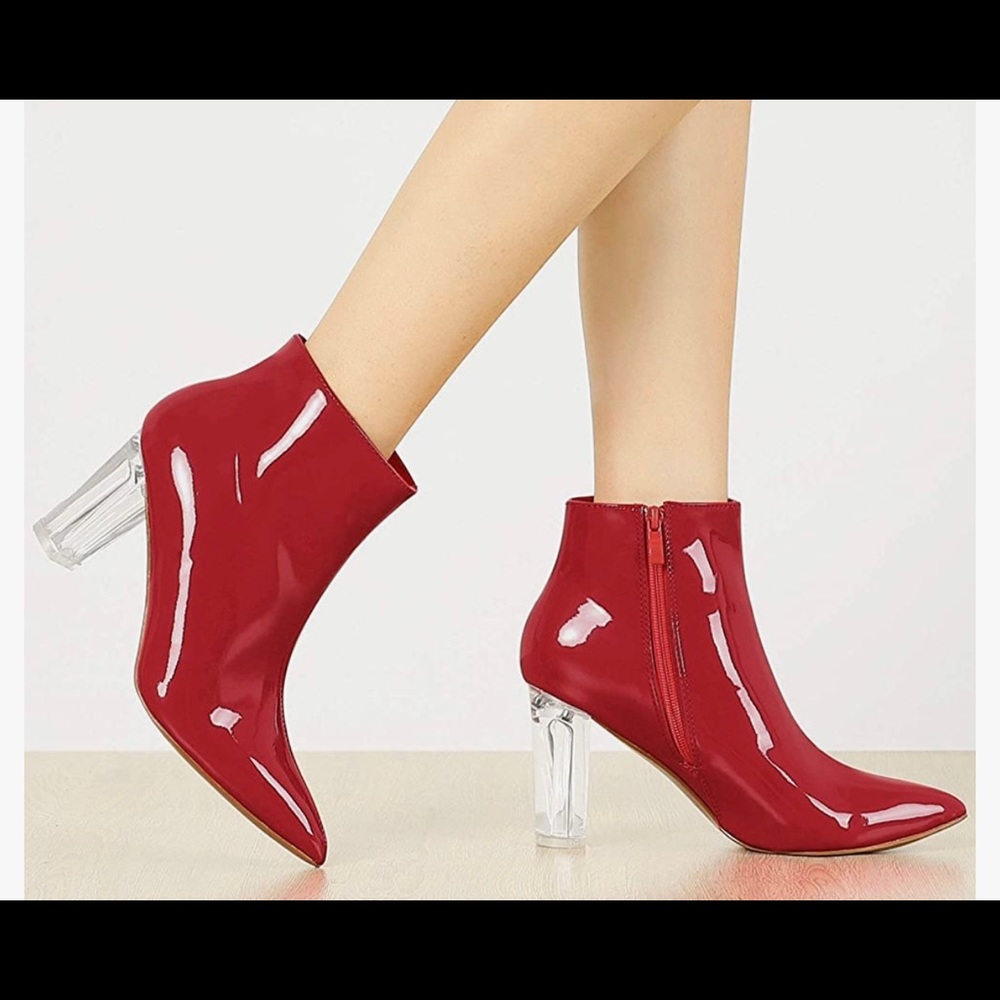 Never worn-Women's Clear Heel Chunky Heels Ankle Boots